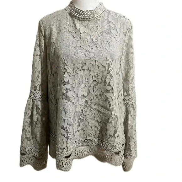 NWOT Listicle lace gray/silver long sleeve top medium - Picture 1 of 13